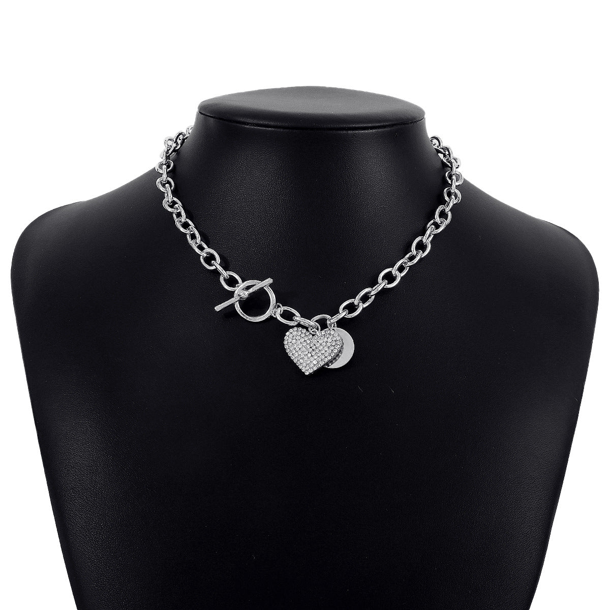 Women's Round Heart Shape With Diamond Necklace